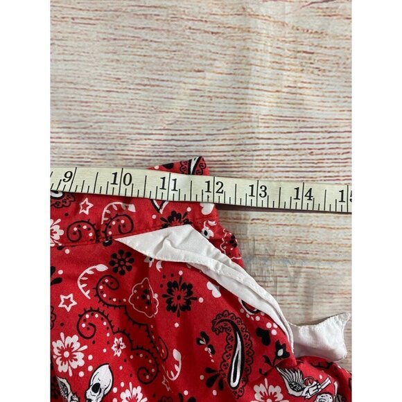 Hell Bunny Vixen Red Rockabilly Skull & Guns Print Skirt - XS - Picture 9 of 11